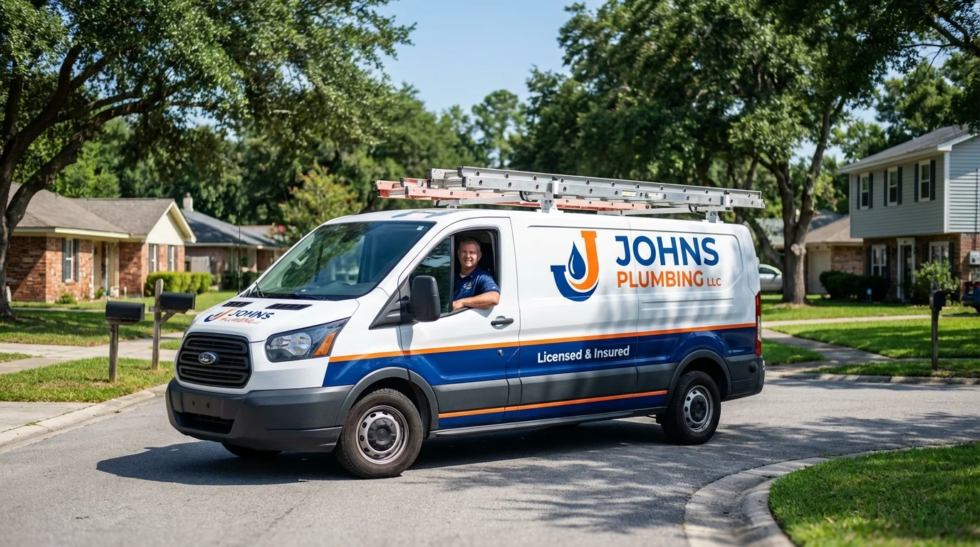 Johns Plumbing LLC service van in Courtland, VA