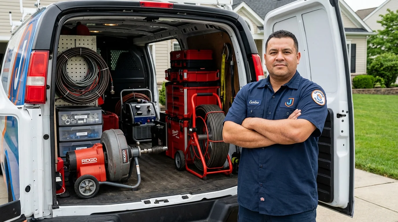 Professional drain cleaning equipment and Johns Plumbing LLC plumber in Courtland