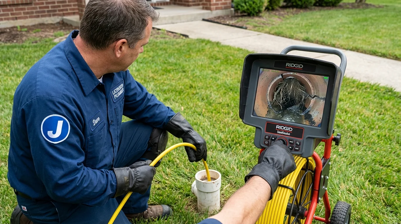 Sewer camera inspection being performed by Johns Plumbing LLC in Courtland